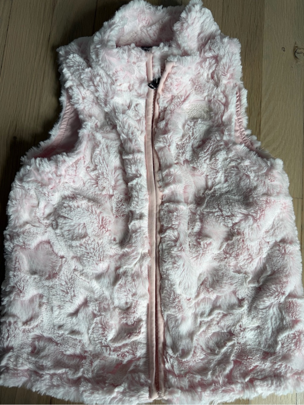 The North face faux fur pink zipper vest size 4